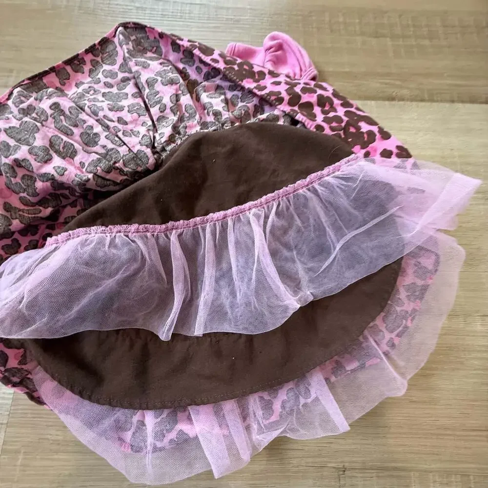Vintage Bonnie Baby Pink Kitty Cat Leopard Tutu Print Dress